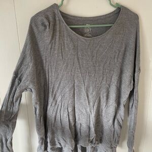 Aerie Soft Ribbed Gray Long Sleeve Top